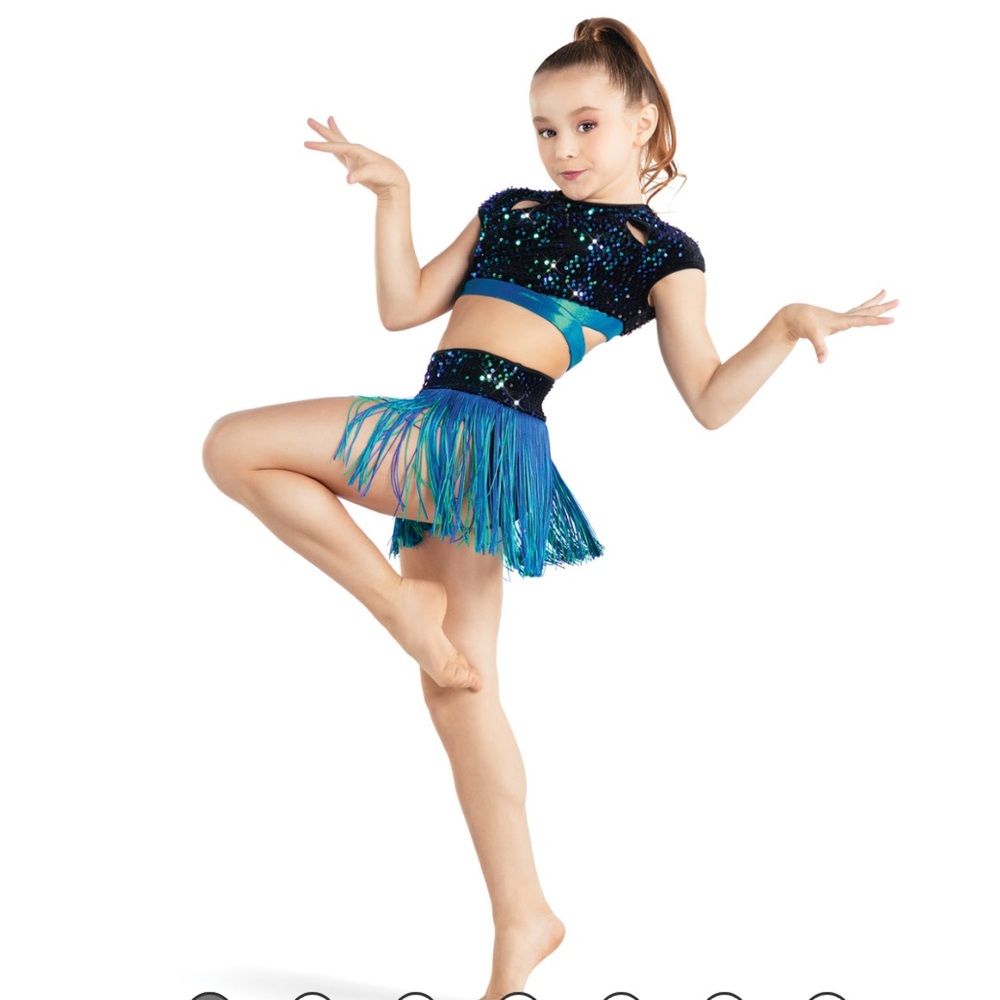 Tenth House Velocity Two Piece Fringe Blue Green Dance Costume